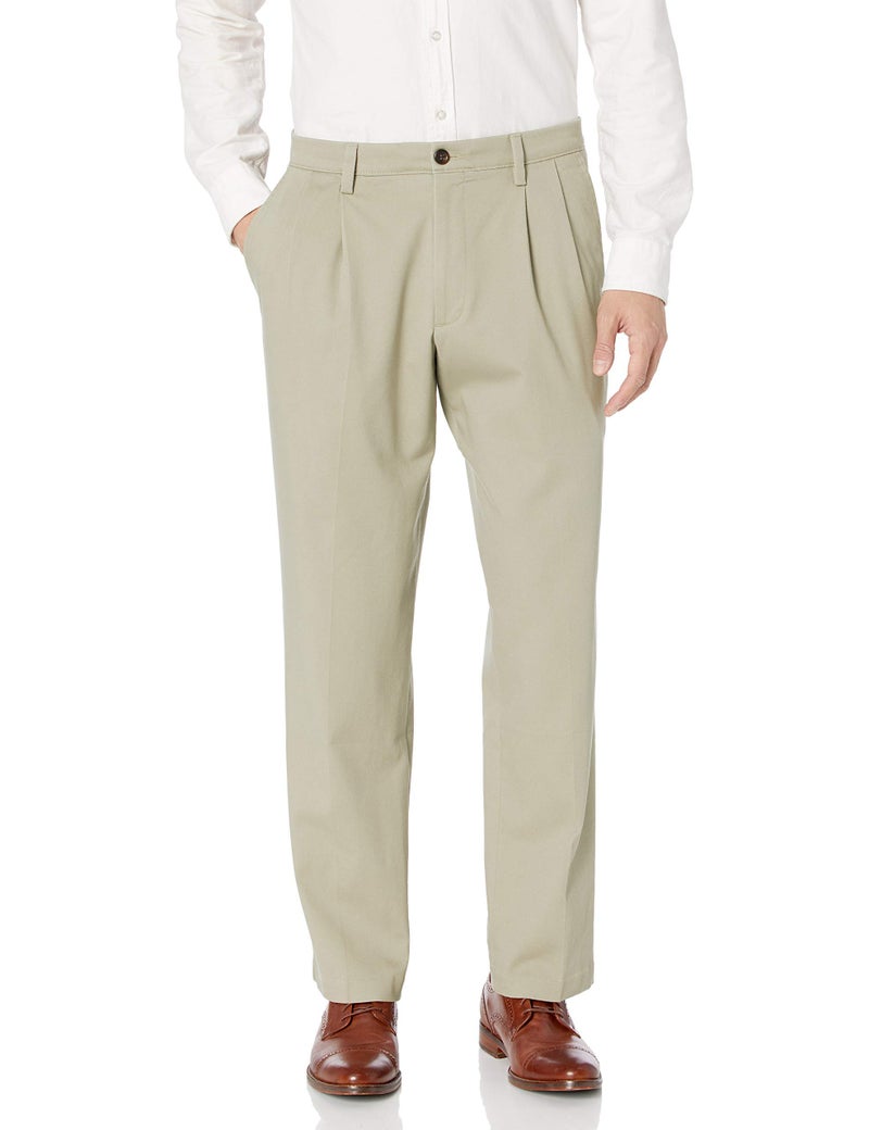 Dockers Men's Classic Fit Easy Khaki Pants-Pleated (Standard and Big & Tall), Cloud, 42W x 30L - Image 1
